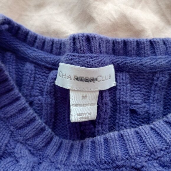 Vintage Deep Purple Cable Knit Preppy Whimsygoth Sweater Charter Club - Picture 2 of 5